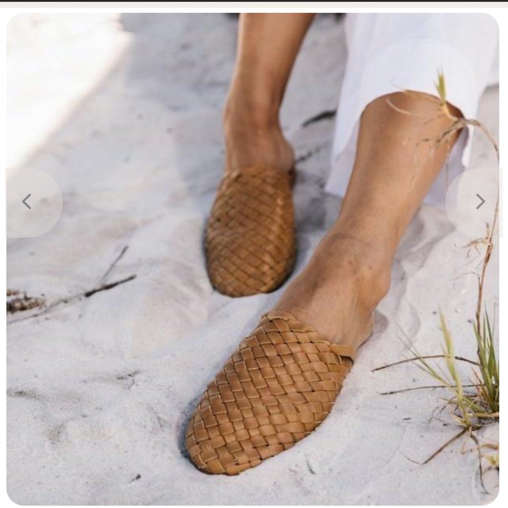St. Agni Bunto Woven Leather Loafer Mules - Almond